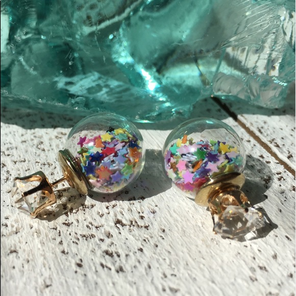 Rainbow Star Double Stud Earrings - Picture 2 of 8